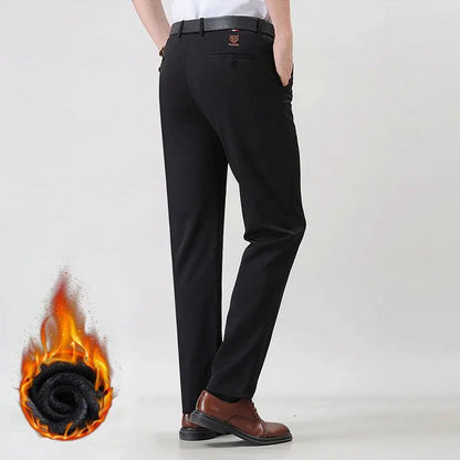 🔥men's fashionabla stretch plyschfodrade kostymbyxor